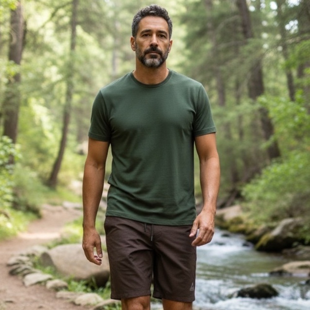 Gerry Men Brown Geometric Performance Short L AG6889 Active Hiking Swim 9 Inseam